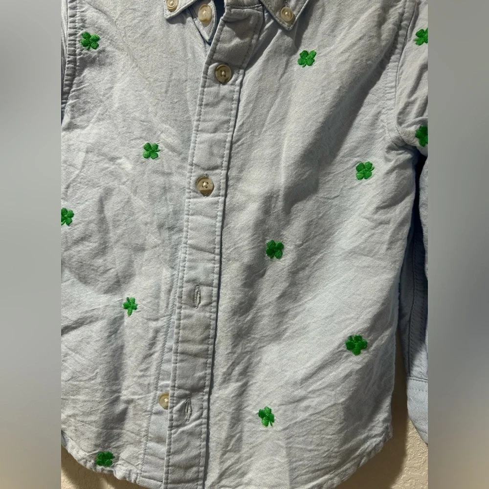 Gymboree Boys Button-Down Shirt with Green Clover Print